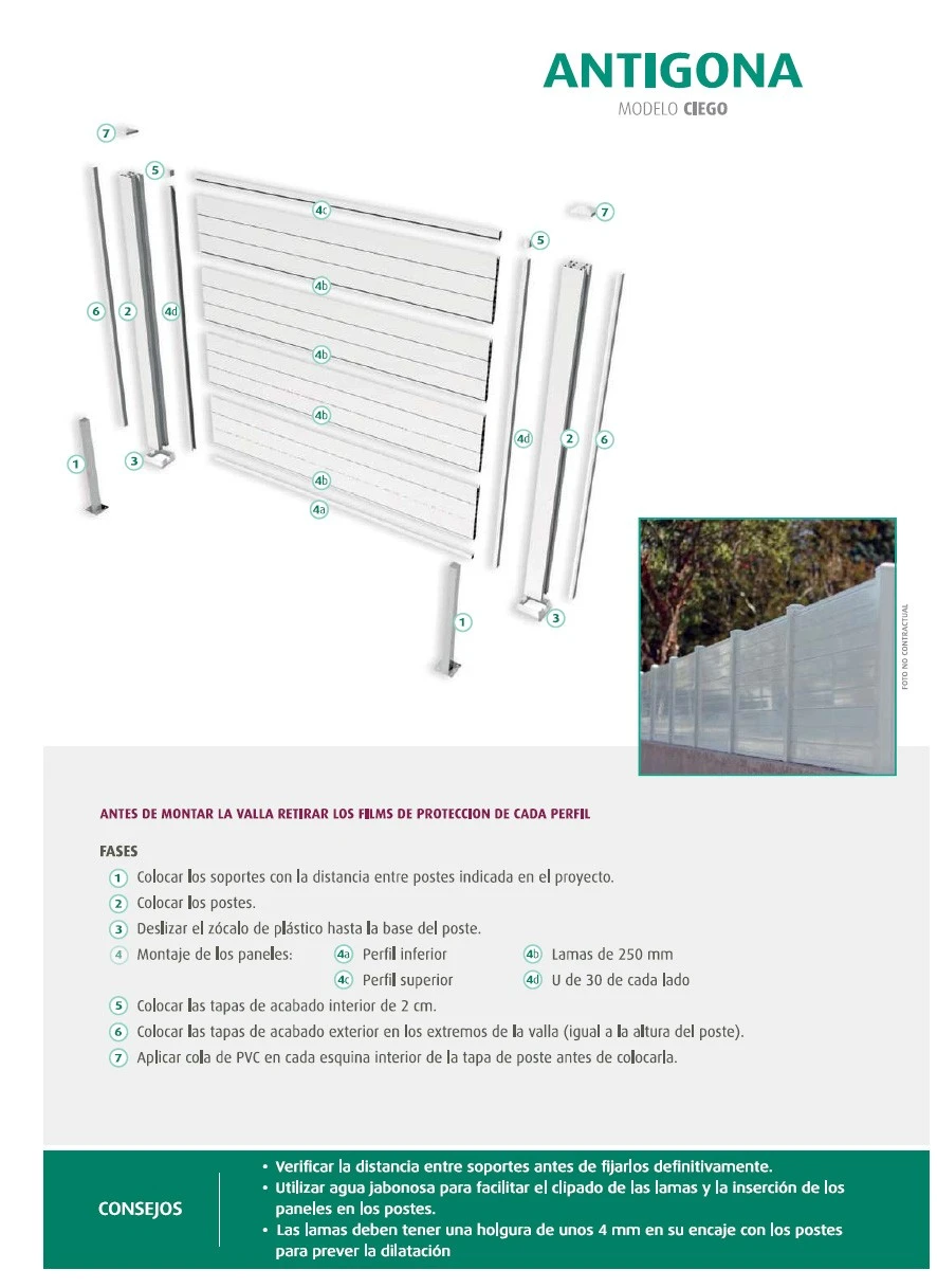 VALLA PVC OCULTACION DANTIGONA - Imagen 2