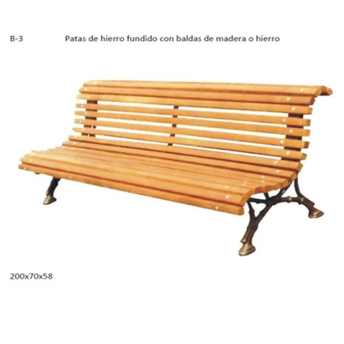 BANCO BALDAS DE MADERA Y PATAS DE HIERRO FUNDIDO DTB-3