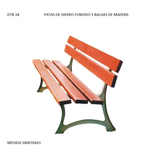 BANCO MADERA CON PATAS DE FUNDICION DTB-18