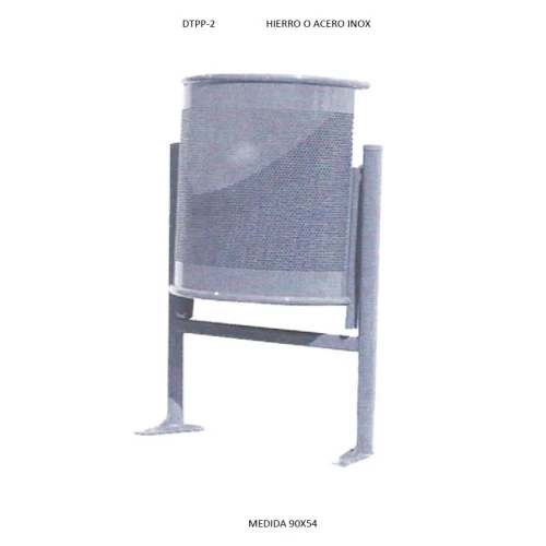 PAPELERA HIERRO O ACERO INOX SEMICIRCULAR