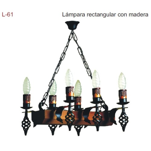 LÁMPARA DE TECHO RECTANGULAR CON MADERA