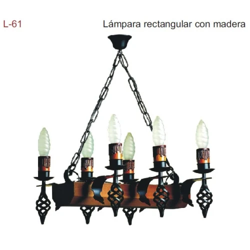 LÁMPARA DE TECHO RECTANGULAR CON MADERA