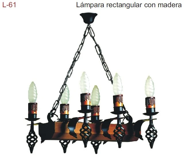 LÁMPARA DE TECHO RECTANGULAR CON MADERA