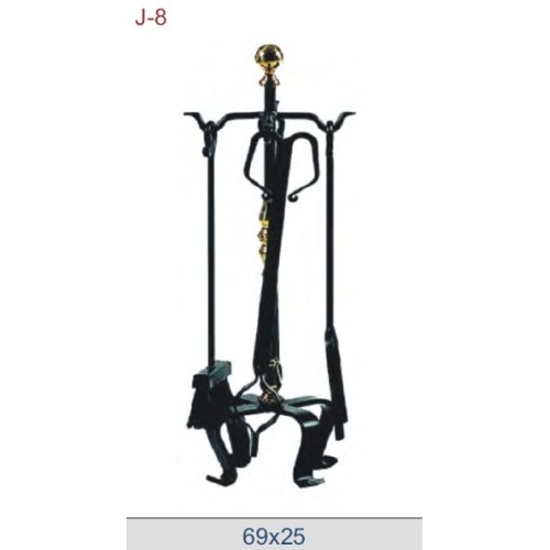 JUEGO DE CHIMENEA EN FORJA CON LATÓN DTJ-8