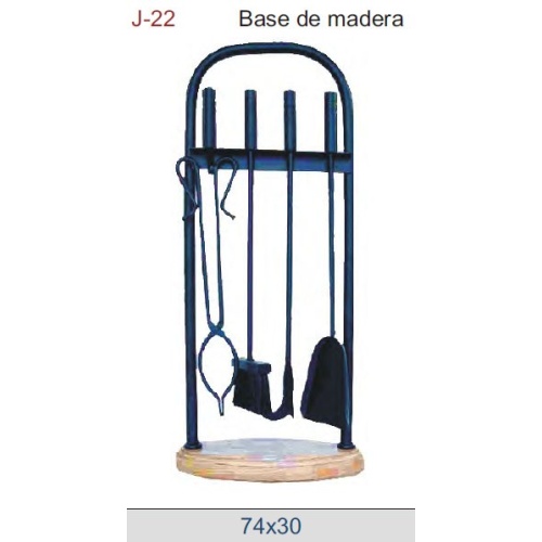 JUEGO DE CHIMENEA EN FORJA Y MADERA DTJ-22